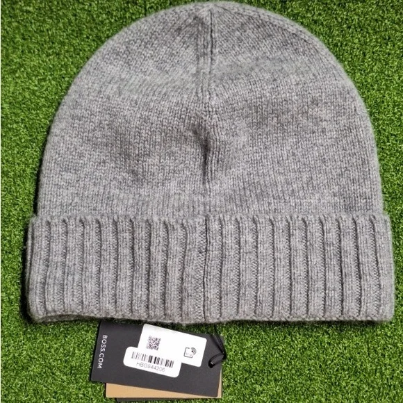 Hugo Boss Light Gray Ribbed Beanie - Picture 4 of 5